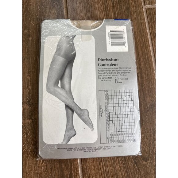 Vintage Christian Dior size 1 Oatmeal #4533 Control Top Pantyhose - Picture 3 of 3